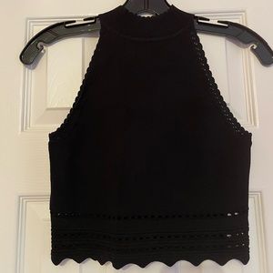 Zara black high neck sleeveless crop top
